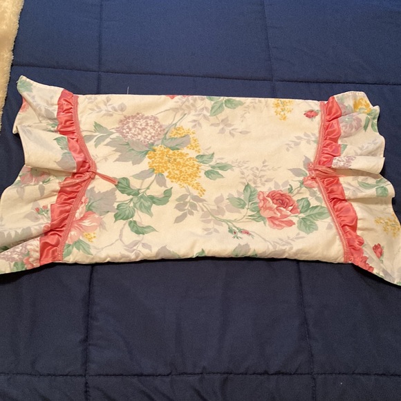 Vintage Handmade Floral and Ruffled Small Pillow W/ Removable Cover - Picture 11 of 12